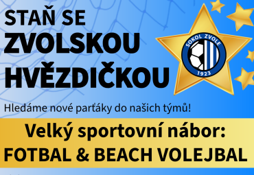 Velký sportoní nábor: fotbal a beach volejbal