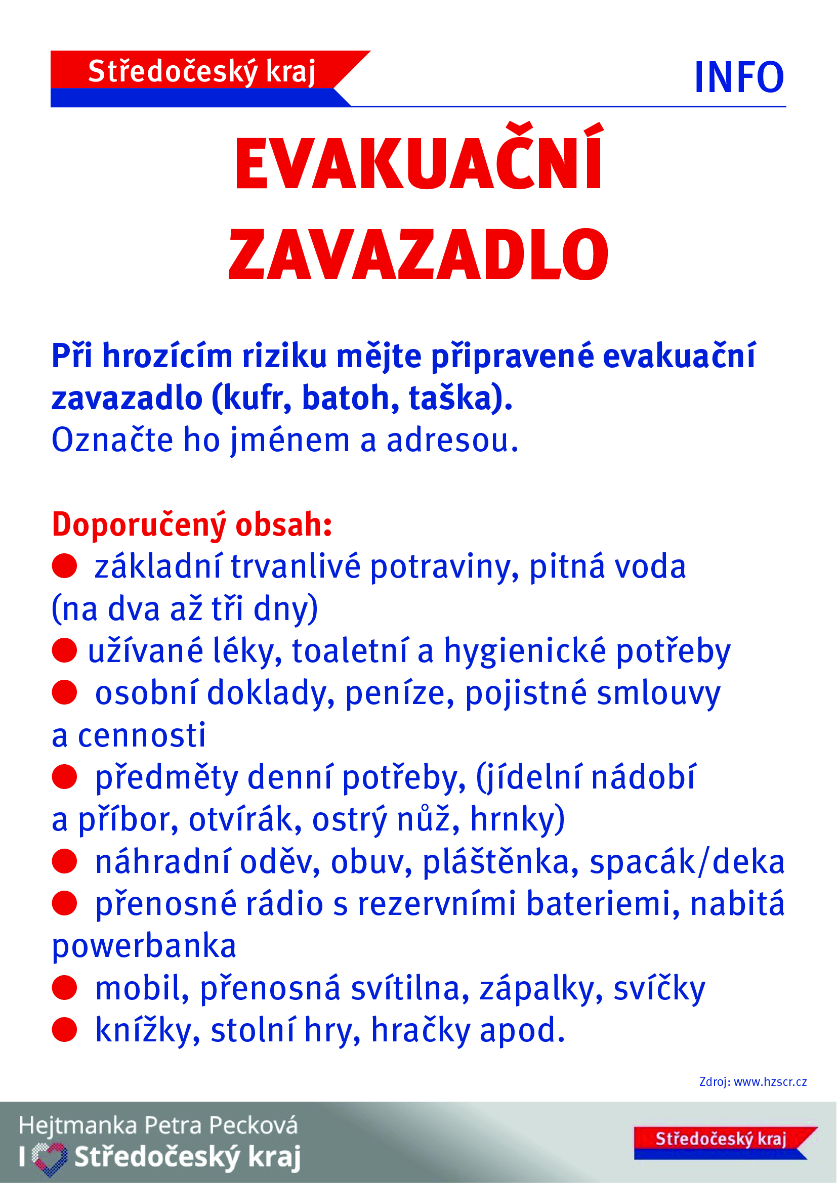 Jak zabalit evakuační zavazadlo